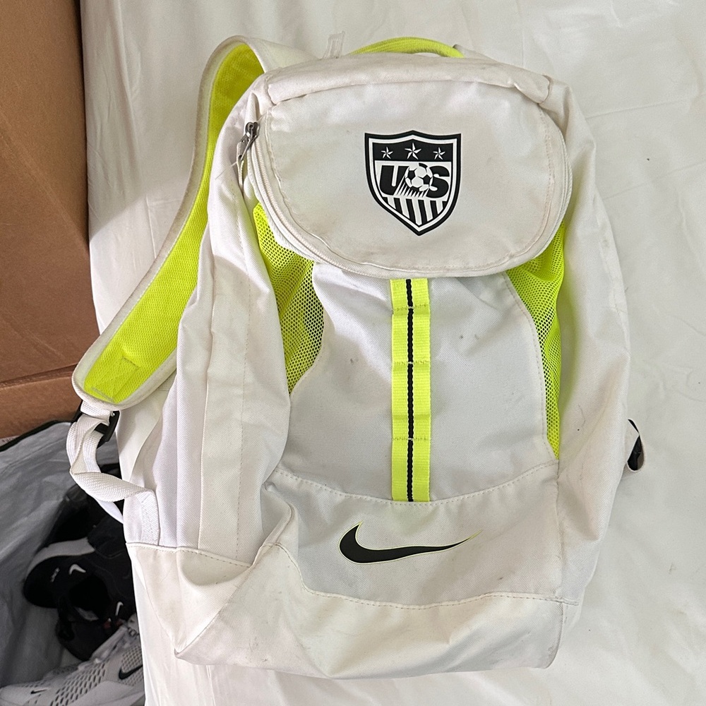 Nike White and Neon Yellow Men's Backpack